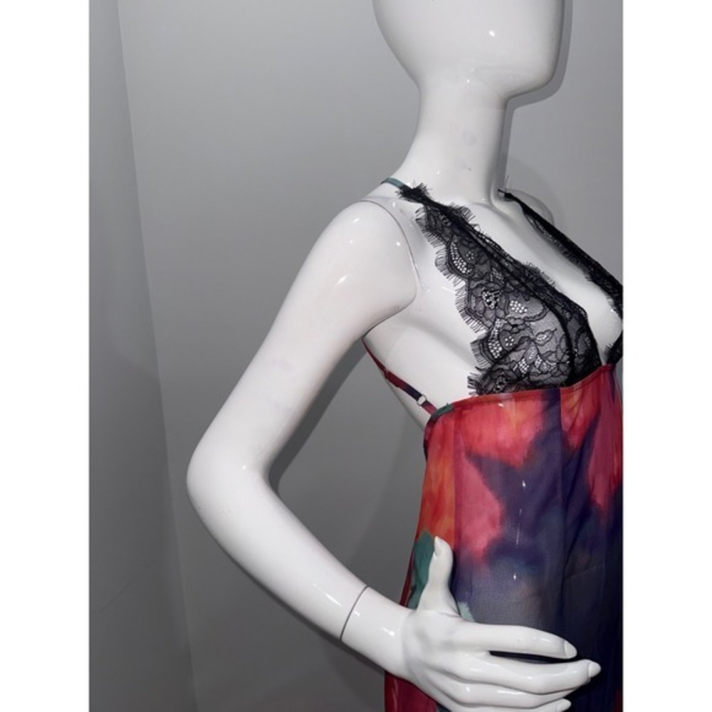 Micas Sheer Floral Lace Maxi Dress  Cotton Blend Plunge Mesh‎ Dress size M - Picture 6 of 12